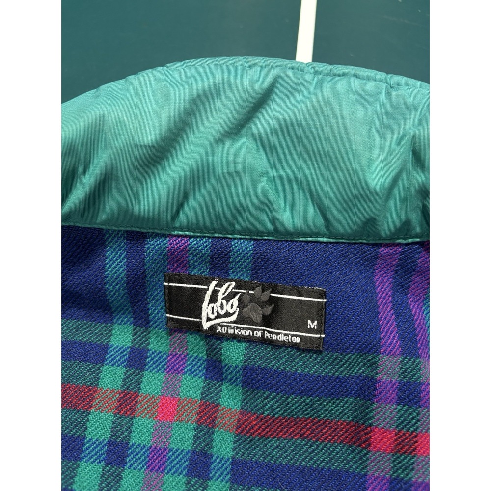 Vintage Pendleton Bomber Jacket Men M Lobo Blue Purple Plaid Wool Thinsulate 80s - Picture 5 of 16